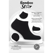 Bamboo Star Bambu Erkek Patik Düz Siyah Çorap Dikişsiz Premium Kutulu 6'lı