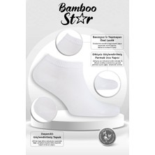 Bamboo Star Bambu Erkek Patik Düz Beyaz Çorap Dikişsiz Premium Kutulu 6'lı