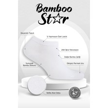 Bamboo Star Bambu Erkek Patik Düz Beyaz Çorap Dikişsiz Premium Kutulu 6'lı