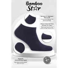 Bamboo Star Bambu Erkek Patik Düz Lacivert Çorap Dikişsiz Premium Kutulu 6'lı