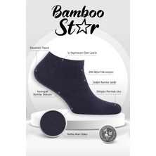 Bamboo Star Bambu Erkek Patik Düz Lacivert Çorap Dikişsiz Premium Kutulu 6'lı