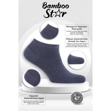 Bamboo Star Bambu Erkek Patik Düz Çorap Dikişsiz Premium Kutulu 6'lı (2 Siyah - 2 Lacivert - 2 Füme)