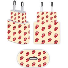 Hediyene Bak Iphone 20w Uyumlu Kırmızı Dudaklar Dil Çıkarma Baskılı Full Kaplama Şarj Etiketi