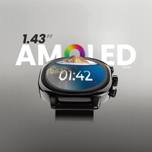 HiFuture AIX Bluetooth 5.3 IP68 Su Geçirmez Always On Display AMOLED Ekran 1.43 inç Arama Özellikli iOS&Android Uyumlu Nabız Spor Kan Oksijen Takibi 37mm Akıllı Saat Gümüş