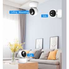 Qasul Ip Wifi 360° 1080P Güvenlik Kamerası Gece Görüşlü LED Işıklı Alarmlı Kamerası Panda Kılıflı