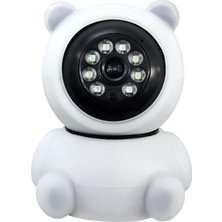 Qasul Ip Wifi 360° 1080P Güvenlik Kamerası Gece Görüşlü LED Işıklı Alarmlı Kamerası Panda Kılıflı