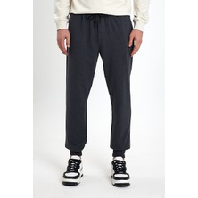 Mmetalic Erkek Regular Fit Rahat Kesim Beli Bağcıklı Jogger Cepli Lastikli Paça Antrasit Eşofman Altı