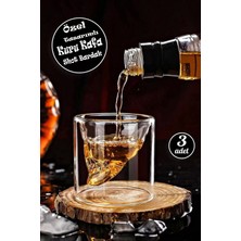 Berdina Home 3lü Kuru Kafa Viski Shot Bardağı Çift Cidarlı Bardak Skull Kristal Tasarım