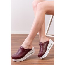 Blum Sabo Terlik Bordo Kendinden Desenli Kadın Air Max Ortopedik ve Anatomik Rahat Sabo Terlik
