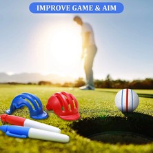 Chaoduo Shop Mavi Stil Golf Topu Üçlü Parça Astar Işaretleyici Şablonu Çizim Kalemi Hizalama Işaretleri Aracı Spor Eğitim Yardımcıları Açık Golf Spor Aracı (Yurt Dışından)