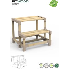 Fixwood Fi x wood Iki Basamaklı Tabure Masif Ahşap Modüler 2027 2'Li Basamak