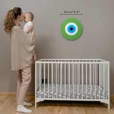 Ennea Art Minimalist Fıstık Yeşili Nazar Boncuğu El Yapımı Ahşap Büyük Nazarlık 25 cm Hediyelik Eşya