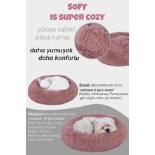 Jungolica Pet Products Sofy, Donut Şeklinde Sakinleştirici Etkili, Yüksek Kaliteli, Peluş Kedi ve Köpek Yatağı