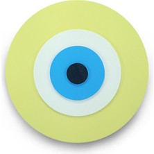 Ennea Art Minimalist Açık Sarı Nazar Boncuğu El Yapımı Ahşap Büyük Nazarlık 20 cm Hediyelik Eşya