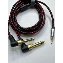 Keepro 2 Metre 2 x 6.3 mm Mono 3.5 mm Stereo Kablo 3.5 mm Aux 6.3 mm Mono Amfi Kablosu