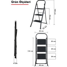 Ertekpa 3 Basamak Siyah Merdiven Geniş Basamaklı Minitower, Mt3