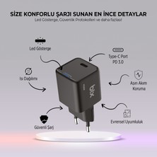 Bix BX1P20G Gan 20W Type-C Pd Akım Korumalı ve LED Göstergeli Hızlı Şarj Cihazı Siyah