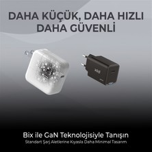 Bix BX1P45G Gan 45W Type-C Pd Akım Korumalı ve LED Göstergeli Hızlı Şarj Cihazı Siyah