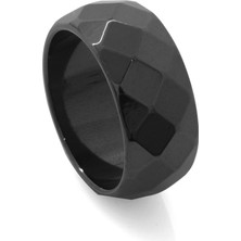 Tesbihname Metalik Gri Renkli Faset Kesim Hematit Doğaltaş Erkek Yüzük (18 Ölçü)