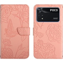 YH Mall Xiaomi Poco M4 Pro 4g Darbeye Deri Kılıf Çiçekler ve Pu Flip (Yurt Dışından)