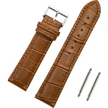 Saatse 24MM Açık Kahverengi Taba Kroko Saat Kordonu Kayış