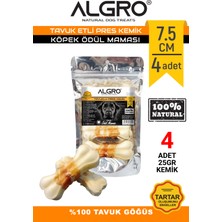 Algro Tavuk Etli Doğal Ödül Kemiği 7 5 cm 25 gr x 4 Adet Pakette Yenilebilir Çiğneme Kemiği