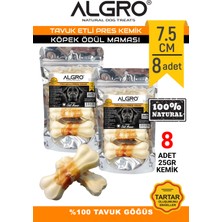 Algro Tavuk Etli Doğal Ödül Kemiği 7 5 cm 25 gr x 4 Adet Pakette 2 Paket Yenilebilir Çiğneme Kemiği