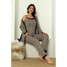 Nisanca Sabahlıklı Dantel Detaylı Pegasus Kadın Pijama Takımı-Çeyizlik Takım