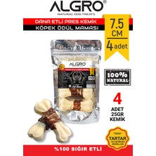 Algro Dana Etli Doğal Ödül Kemiği 7 5 cm 25 gr x 4 Adet Pakette Yenilebilir Çiğneme Kemiği