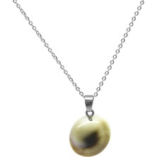 Tesbihname Kararmaz Metal Zincirli Deniz Kabuğu Tasarım Yılancık Doğaltaş Kadın Kolye