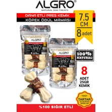 Algro Dana Etli Doğal Ödül Kemiği 7,5 cm 25 gr. x 4 Adet Pakette 2 Paket Yenilebilir Çiğneme Kemiği