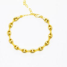 Tesbihname Gold Renk 925 Ayar Gümüş Kadın Bileklik