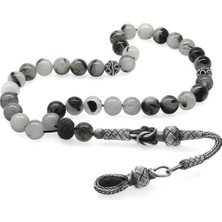 Tesbihname 1000 Ayar Gümüş Kazaz Püsküllü Küre Kesim Rutil Kuvars Doğaltaş Tesbih