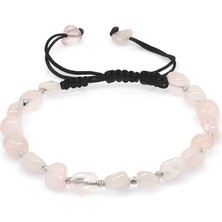 Tesbihname Makrome Örgülü Naturel Kesim Pembe Kuvars Doğaltaş Erkek Bileklik