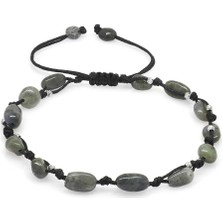 Tesbihname Makrome Örgülü Naturel Kesim Dorika Top Detaylı Labradorit Doğaltaş Erkek Bileklik