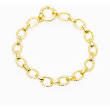 Tesbihname Gold Renk Halloy Model 925 Ayar Gümüş Kadın Bileklik