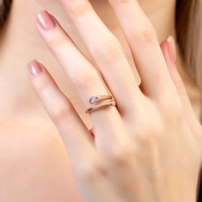 Tesbihname Beyaz Zirkon Taşlı Cats Eye Detaylı Silver Renk Free Size 925 Ayar Gümüş Kadın Yüzük