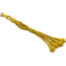 Tesbihname Sarı Renk Bakır Kaplama Uzun Model  Dörtlü Top Kazaz Püskül