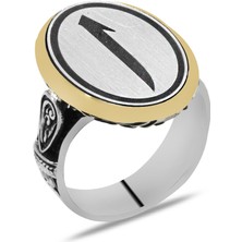 Tesbihname Arapça Elif Harfi Yazılı Minimal Oval Tasarım 925 Ayar Gümüş Erkek Yüzük