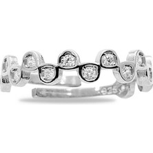 Gümüş Hediye Al Zirkon Taşlı Taç Tasarım Silver Renk 925 Ayar Gümüş Kadın Yüzük