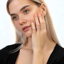 Gümüş Hediye Al Beyaz Zirkon Taşlı Kalp Tasarım Silver Renk Free Size 925 Ayar Gümüş Kadın Yüzük