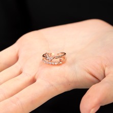 Gümüş Hediye Al Beyaz Zirkon Taşlı Kelebek Detaylı Silver Renk Free Size 925 Ayar Gümüş Kadın Yüzük