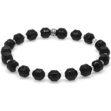 Gümüş Hediye Al Faset Kesim Oniks Doğaltaş Erkek Bileklik