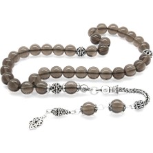 Gümüş Hediye Al 925 Ayar Gümüş Püsküllü Küre Kesim Kuvars Doğaltaş Tesbih