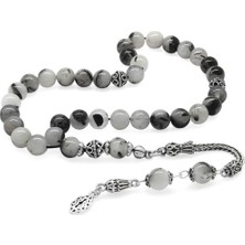 Gümüş Hediye Al 925 Ayar Gümüş Püsküllü Küre Kesim Rutil Kuvars Doğaltaş Tesbih