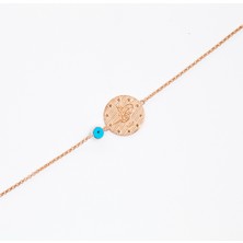 Gümüş Hediye Al Rose Renk Mecidiye Tasarım Nazar Boncuğu Detaylı 925 Ayar Gümüş Kadın Bileklik