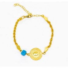 Gümüş Hediye Al Gold Renk Çeyrek Altın Tasarım 925 Ayar Gümüş Kadın Bileklik