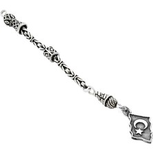 Gümüş Hediye Al Bayrak Desen Kral Zincirli 925 Ayar Gümüş Püskül