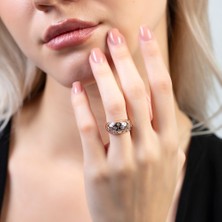 Gümüş Hediye Al Gökyüzü - Gezegenler Tasarım Rose Renk Free Size 925 Ayar Gümüş Kadın Yüzük