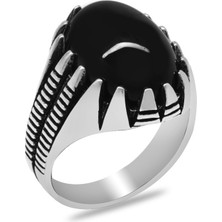 Gümüş Hediye Al Piramit Temalı Oniks Taşlı 925 Ayar Gümüş Erkek Yüzük